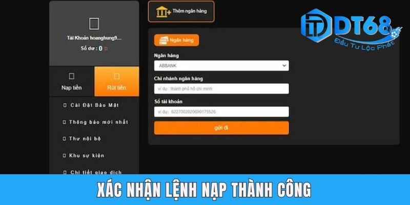Nạp Tiền DT68 Thành Công Chỉ Với Vài Bước Đơn Giản Xác nhận lệnh nạp thành công
